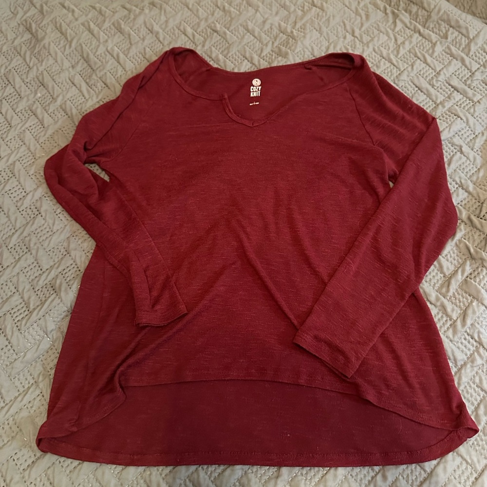 Cozy knit maroon long sleeve top